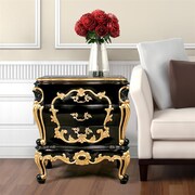 DESIGN TOSCANO Viennese Rococo Mahogany Nightstand Side Table AF57656
